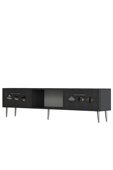 DEMONTE DECOR DOMEDD TV SEHPASI ANTRASİT-GÜMÜŞ - Resim 4