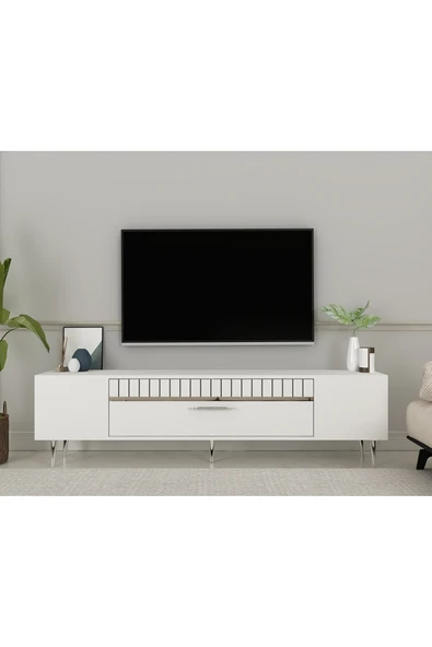 DEMONTE DECOR DEKOLP1DD TV SEHPASI BEYAZ-GÜMÜŞ - 1