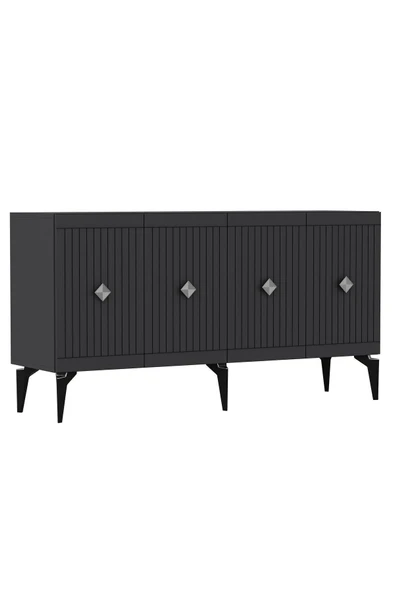 DEMONTE DECOR MİDDAS 180 Cm TV SEHPASI (ALT MODÜL) Ve 4 KAPAKLI KONSOL 2'li SALON TAKIMI ANTRASİT-GÜMÜŞ - Resim 8