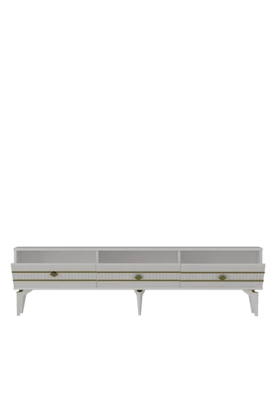 DEMONTE DECOR LENNORA TV SEHPASI (alt modül) ve KONSOL 2'Lİ SALON TAKIMI BEYAZ-ALTIN - Resim 7