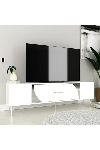 DEMONTE DECOR DEKOP2DD TV SEHPASI BEYAZ-GÜMÜŞ - 3