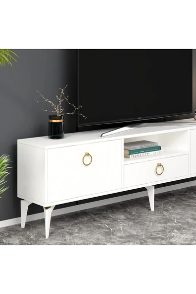 DEMONTE DECOR DRONE TV SEHPASI BEYAZ-BEYAZ - Resim 3