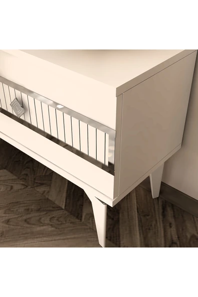 DEMONTE DECOR NORRA 180 CM TV SEHPASI (ALT MODÜL) BEYAZ-GÜMÜŞ - Resim 6