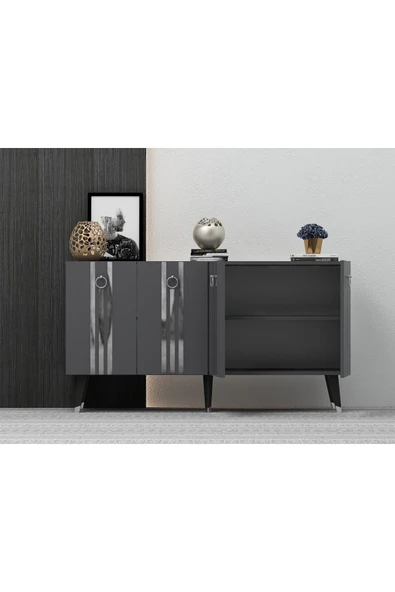 DEMONTE DECOR IŞILL KONSOL ANTRASİT-GÜMÜŞ - Resim 4