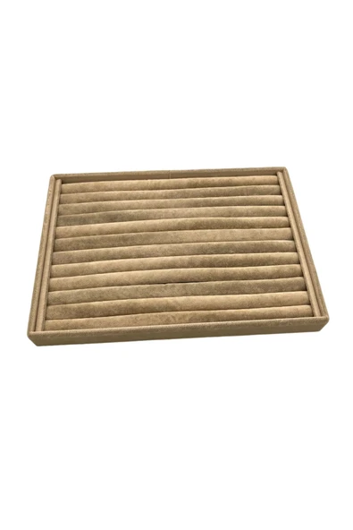 Süet Kumaş Sütlü Kahve Renk 34 cm / 24 cm Sosisli Yüzük Sergileme Standı - 2