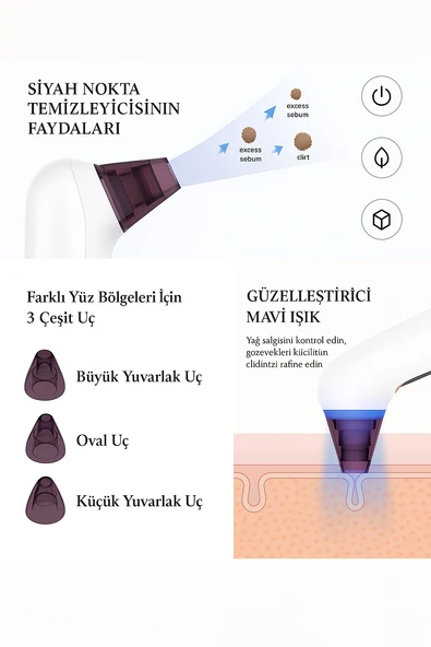 Mavi Işıklı Siyah Nokta Temizleyici Vakumlu Siyah Nokta Ve Yüz Temizleme Cihazı - 4