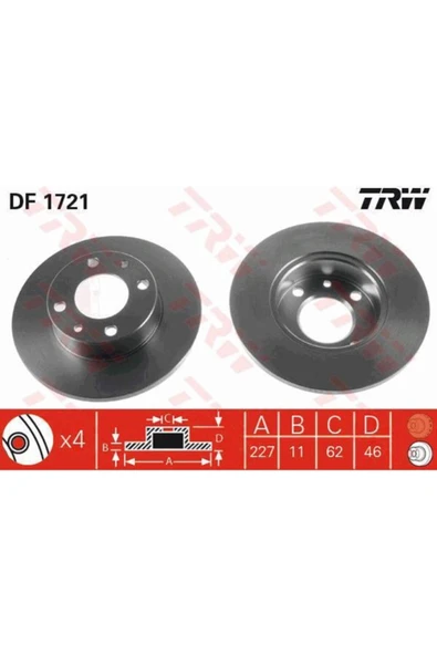 TRW Df1721 55178237 4139010 4208311 4385812 On Fren Aynası (dıskı) M131 Uno Pand ürün görseli