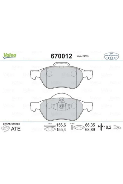 VALEO Ön Balata Megane Iı 02 Scenıc Iı 02 Clıo Iıı 05 1.5dci 1.6 16v 2.0 16v ürün görseli
