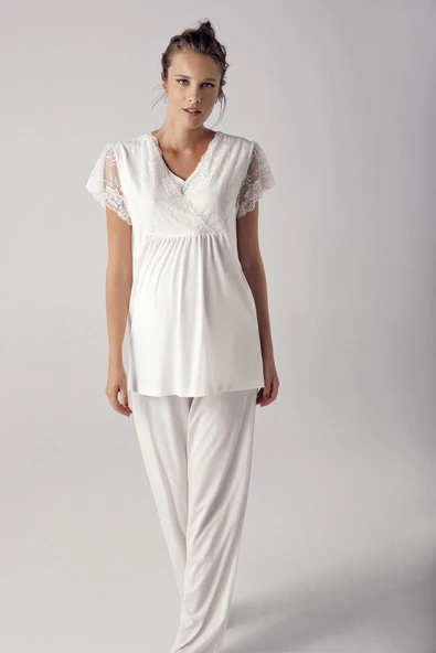 Artış 13208 Bayan Kısa Kol Lohusa Pijama Takımı - Resim 5