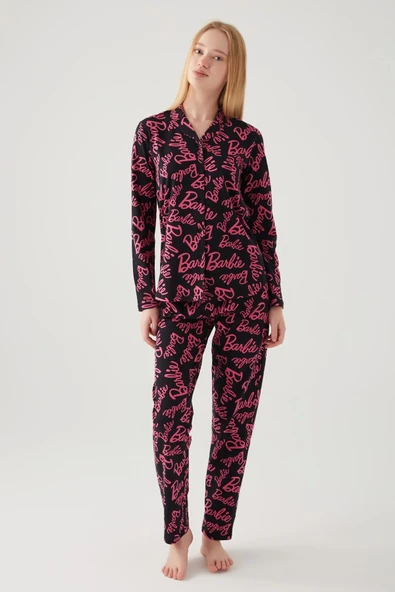Barbie 1767-s Kadın Gömlek Pijama Takımı - Resim 6