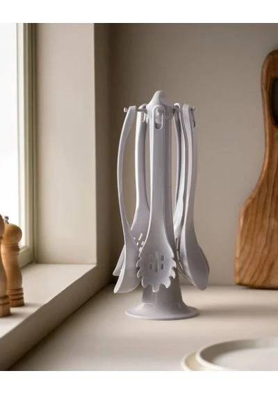 Madame Coco Alsace 5'li Standlı Servis Seti - Soft Gri Plastik - 1