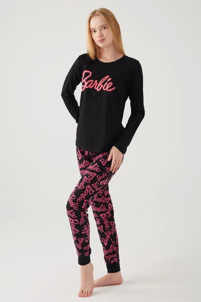 Barbie L1766-s Kadın Uzun Koll Pijama Takımı - Resim 6