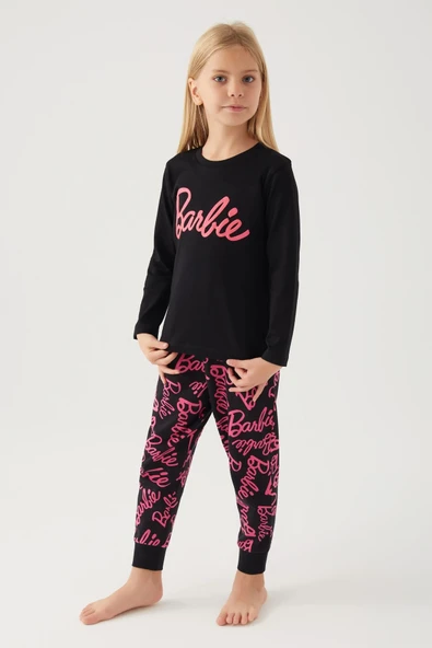 Barbie L1766-3 Kız Çocuk Uzun Kol Pijama Takımı - Resim 8