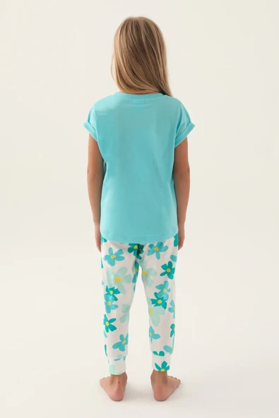Roly Poly 3394-2 Kız Çocuk Çiçekli Kısa Kol Pijama Takım - Resim 10