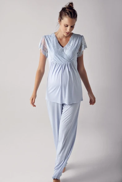 Artış 13208 Bayan Kısa Kol Lohusa Pijama Takımı - Resim 3