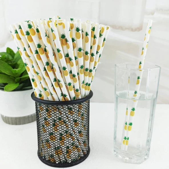 3B Trend Kağıt Pipet Ananas Desenli 25'li - Resim 2