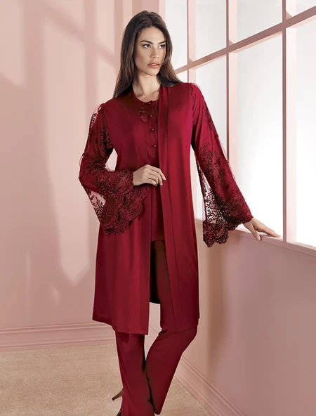 Espuar 757 Penye 3'lü Sabahlık Pijama Takımı - Resim 4