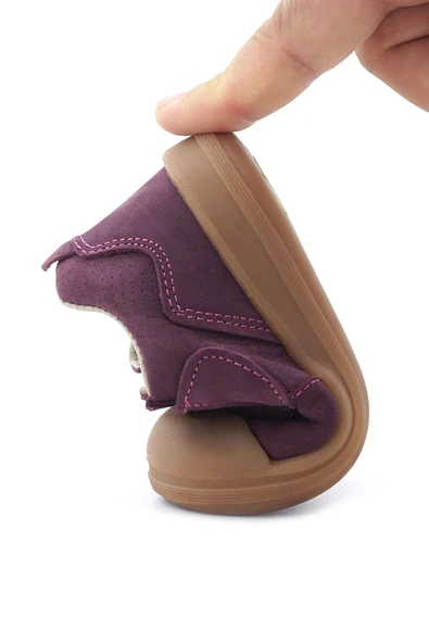 Rakerplus Dino Hakiki Deri Mor Kahverengi Yüksek Bilekli Bebek Ayakkabı - Resim 9