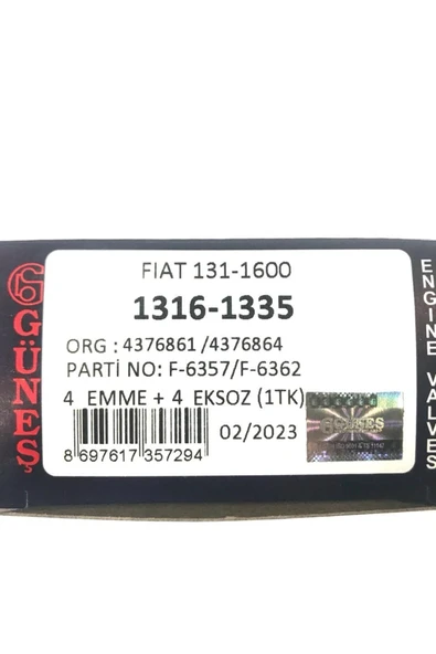 Güneş Subap Takimi M131 1600 - Resim 2