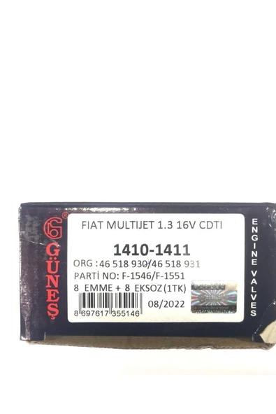 Güneş Subap Takimi Doblo-albea Multijet 1,3 16v Cdti 8emme+8eksoz Uyumlu ürün görseli