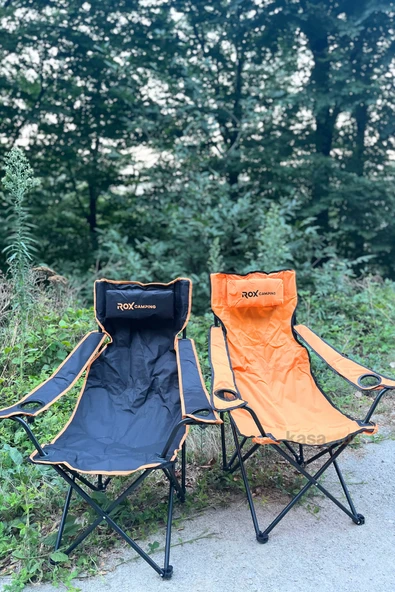 153CAMP0315 ROX Camping Katlanır Siyah Kamp Sandalyesi, Konforlu, Dayanıklı Tasarım - Resim 7