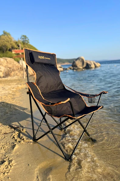 153CAMP0315 ROX Camping Katlanır Siyah Kamp Sandalyesi, Konforlu, Dayanıklı Tasarım - Resim 4