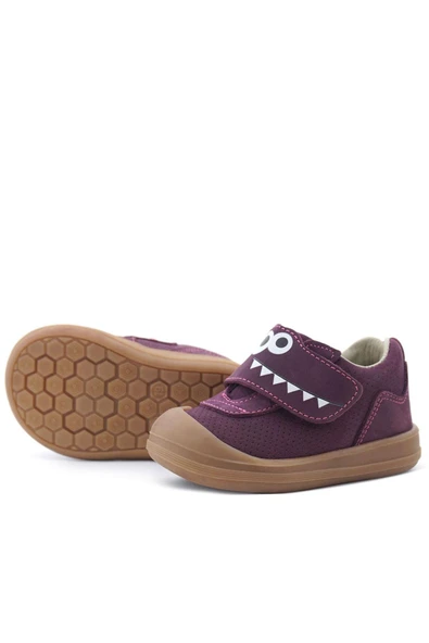 Rakerplus Dino Hakiki Deri Mor Kahverengi Yüksek Bilekli Bebek Ayakkabı - Resim 7