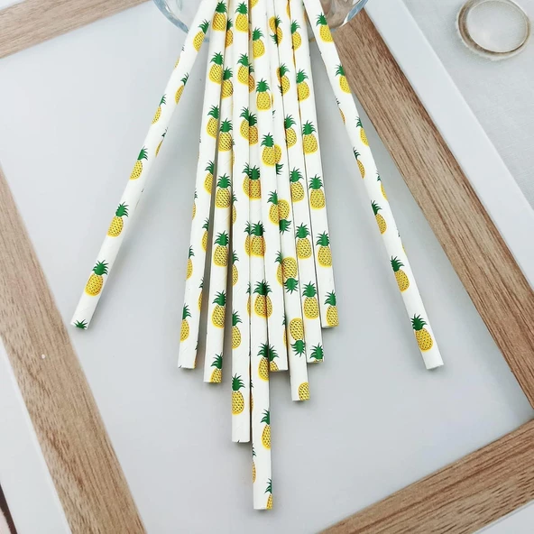 3B Trend Kağıt Pipet Ananas Desenli 25'li - Resim 3