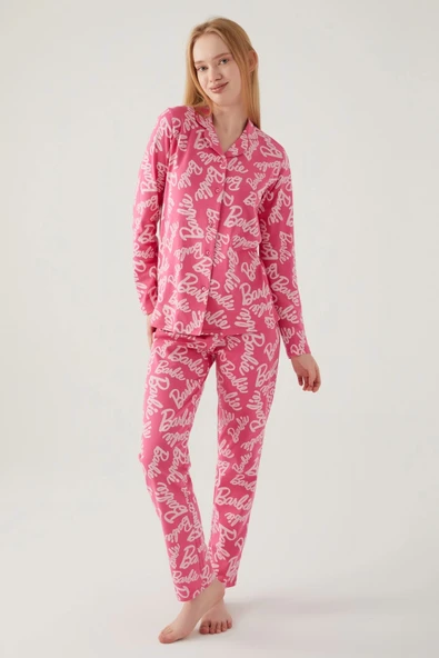Barbie 1767-s Kadın Gömlek Pijama Takımı - Resim 3