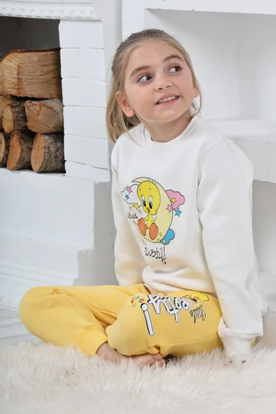 Kapitex 6182 Kız Çocuk Twety Baskılı Uzun Kol Pijama Takımı - Resim 8