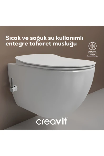 Creavit Free Entegre Ara Musluklu Kanallı Asma Klozet FE320, Creavit Free Duck Duroplast Yavaş Kapak ürün görseli 1