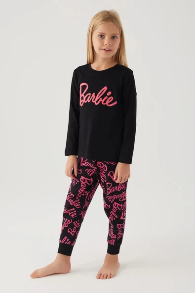 Barbie L1766-3 Kız Çocuk Uzun Kol Pijama Takımı - Resim 6