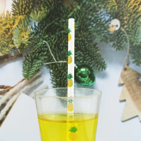 3B Trend Kağıt Pipet Ananas Desenli 25'li - Resim 4