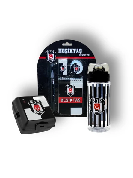 Beşiktaş Taraftar 4 bölmeli Beslenme Kutusu Çizgili 500 Ml Matara Kırtasiye Seti - 2