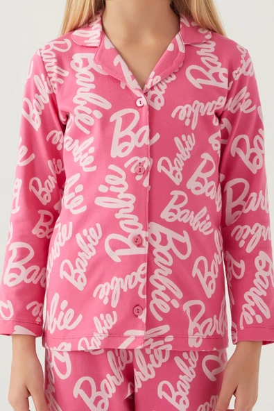 Barbie 1767-3 Kız Çocuk Gömlek Pijama Takımı - Resim 9