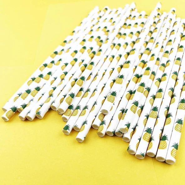 3B Trend Kağıt Pipet Ananas Desenli 25'li - Resim 5