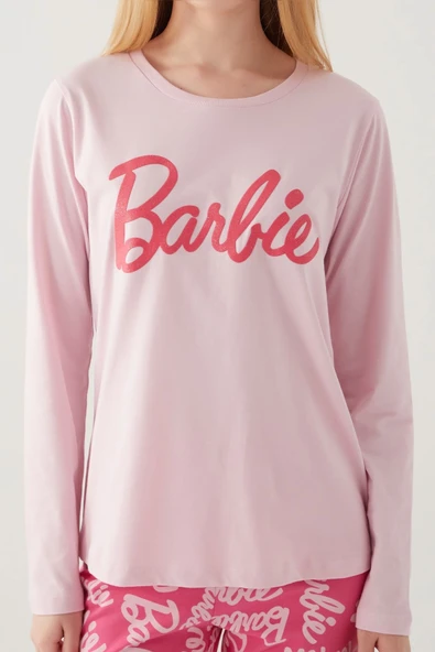 Barbie L1766-s Kadın Uzun Koll Pijama Takımı - Resim 4