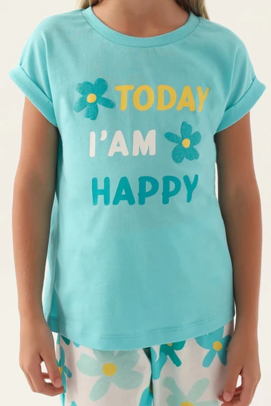 Roly Poly 3394-2 Kız Çocuk Çiçekli Kısa Kol Pijama Takım - Resim 9