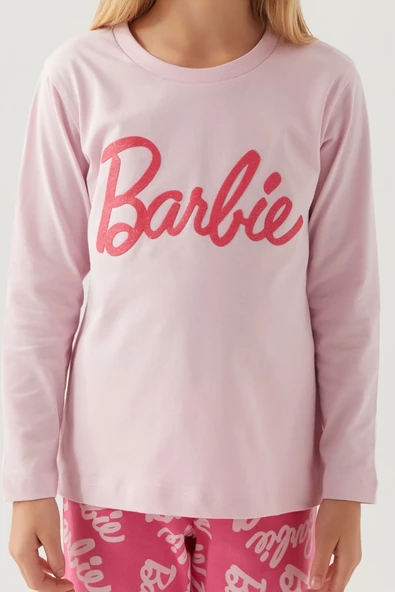 Barbie L1766-3 Kız Çocuk Uzun Kol Pijama Takımı - Resim 4