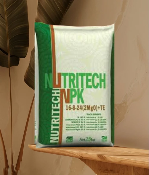 NPK Damlama Gübresi Nutritech 16-08-24+2MgO+Te Suda Tamamen Çözünür Gübre 25 Kg ürün görseli