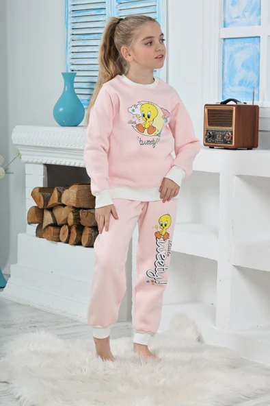 Kapitex 6182 Kız Çocuk Twety Baskılı Uzun Kol Pijama Takımı - Resim 5