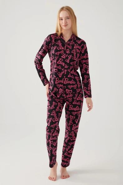 Barbie 1767-s Kadın Gömlek Pijama Takımı - Resim 7