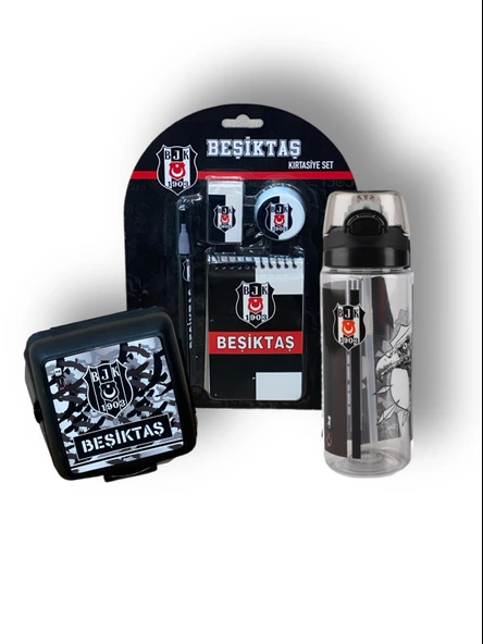Beşiktaş Taraftar 4 bölmeli Beslenme Kutusu Kartal Figürlü 500 Ml Matara Kırtasiye Seti - 2