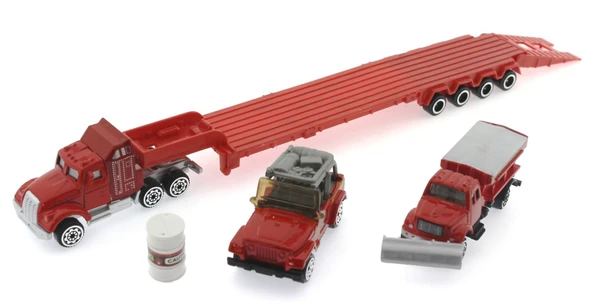 PARAPLY Die Cast Metal Tırlı ve Küreme Kamyonlu İtfaiye Seti Kız Erkek Çocuk Oyuncak Eğitici Oyuncaklar - 3