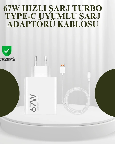 67W Güçlü Şarj Adaptörü ve Turbo Kablo Uzun Ömürlü Dayanıklı Tasarım ürün görseli 1