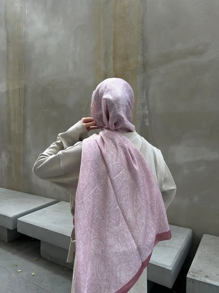 Pamuklu Soft İnci Desen Şal-Pudra - 2