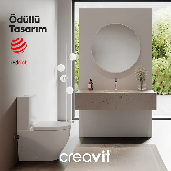 Creavit Mare Beyaz Kanalsız Duvara Sıfır Klozet Takımı MA361, Creavit Mare Duroplast Yavaş Kapak ürün görseli 1
