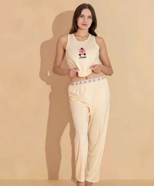 Boyraz 20621 Kadın Milan Kumaş Atlet Pijama Takımı - 1