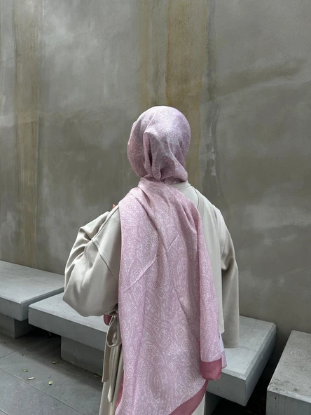 Pamuklu Soft İnci Desen Şal-Pudra - 3