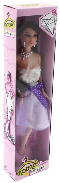 PARAPLY Bambi Beyaz Elbiseli Moda Bebek Kız Erkek Çocuk Oyuncak Eğitici Oyuncaklar - Resim 2